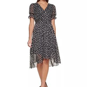 Tommy Hilfiger Chiffon Polka Dot Midi Dress